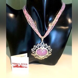 Authentic STERLING SILVER GEMS 24CT PINK UMBA SAPPHIRE PENDANT 18” NECKLACE NEW